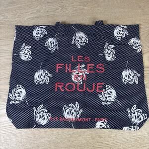 ROUJE Paris Les Filles En Floral Market Packavle Reusable Bag White Black Tote